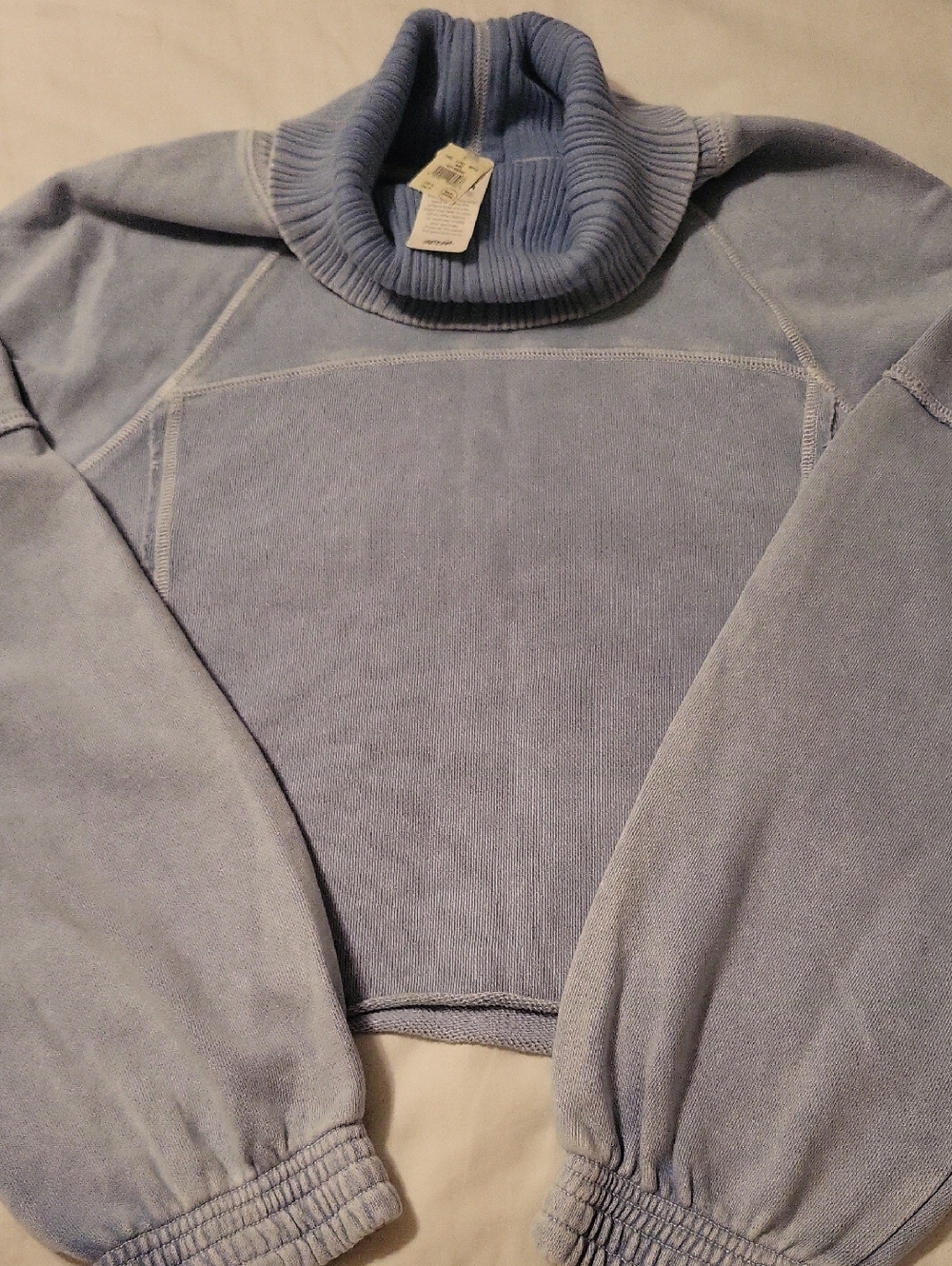 Aerie Light Blue Crop Turtleneck Pullover